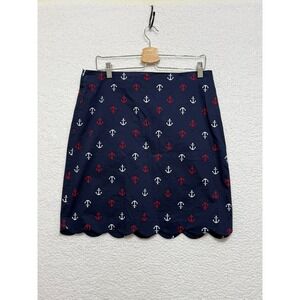 Talbots Womens Navy Anchor Print Scalloped Hem Mini Skirt Size 10